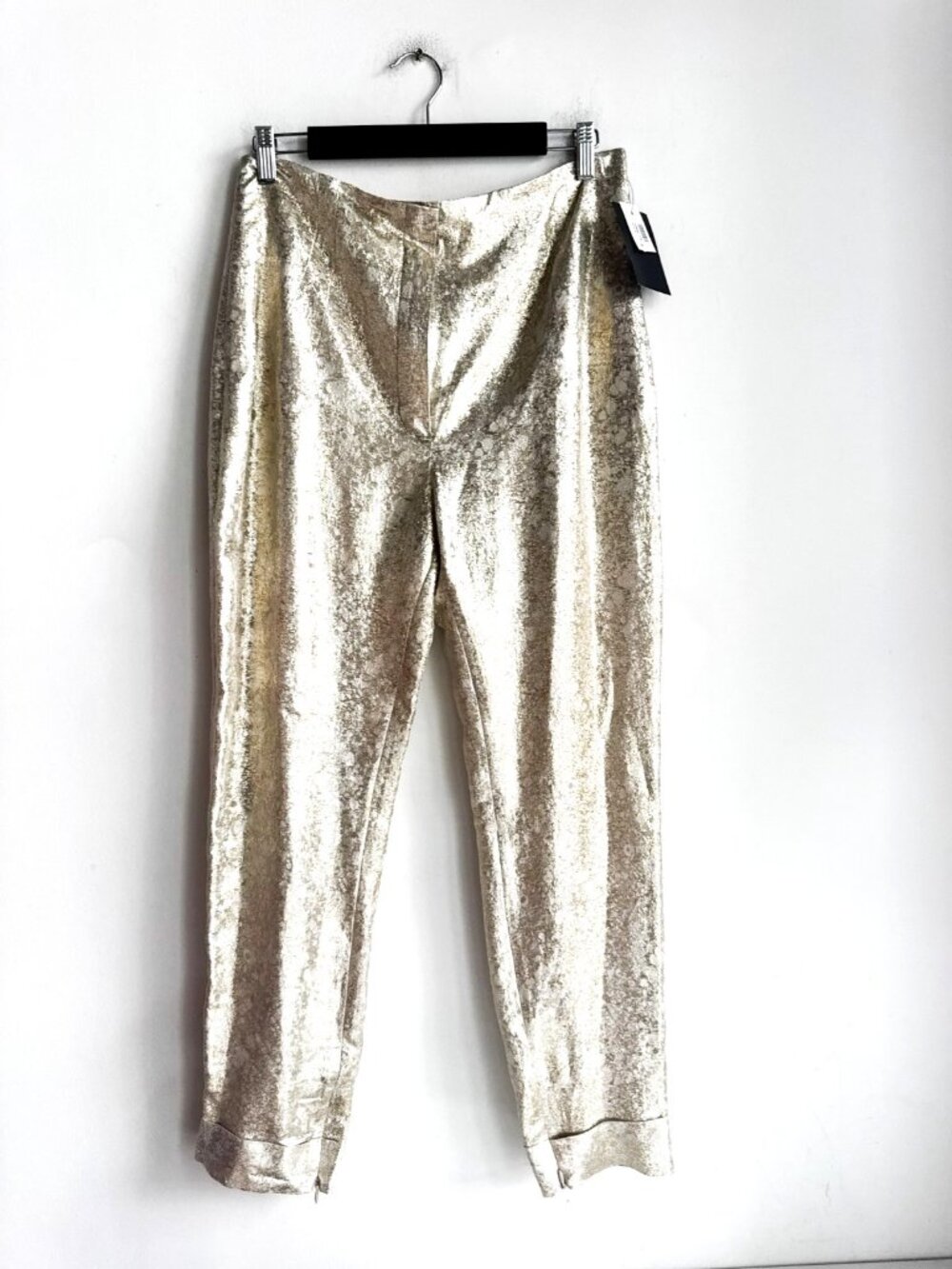 Pedro del Hierro Madrid Sil Blend Gold Brocade Pants 44 M - Picture 2 of 7